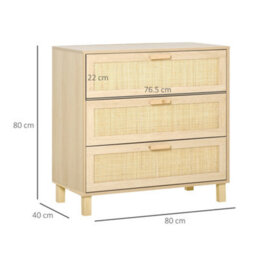 Homcom 3 Drawer Cabinet Storage Cupboard Sideboard Organiser Living Room - thumbnail 3