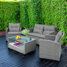 SquareBoxx Lovina Rattan 4 Piece Garden Set Indoor & Outdoor - thumbnail 2