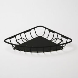 GoodHome Koros Black Steel 1 Compartments Corner Shower Basket (W)19.9Cm