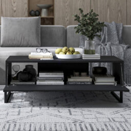 Heze Furniture Elpis Glamour Coffee Table 110 Cm - Black Matt / Black Frame - thumbnail 2
