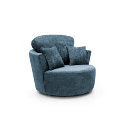 Abakus Direct Harriet Crushed Chenille Swivel Chair In  Dark Blue - thumbnail 2