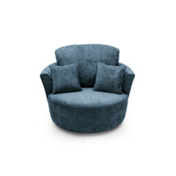Abakus Direct Harriet Crushed Chenille Swivel Chair In  Dark Blue - thumbnail 4