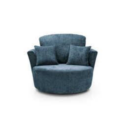 Abakus Direct Harriet Crushed Chenille Swivel Chair In  Dark Blue