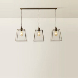 Valuelights Susie Glass Lantern 3 Drop Brushed Brass Diner Ceiling Pendant Light With Filament Bulbs - thumbnail 3