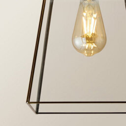 Valuelights Susie Glass Lantern 3 Drop Brushed Brass Diner Ceiling Pendant Light With Filament Bulbs - thumbnail 4