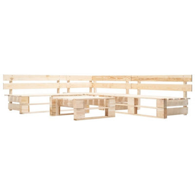 Berkfield 4 Piece Garden Pallet Lounge Set Natural Wood - image 1