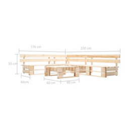Berkfield 4 Piece Garden Pallet Lounge Set Natural Wood - thumbnail 3