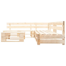 Berkfield 4 Piece Garden Pallet Lounge Set Natural Wood - thumbnail 2