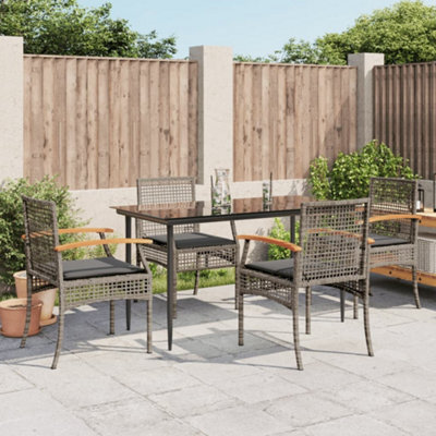 Berkfield 5 Piece Garden Dining Set With Cushions Grey Poly Rattan - image 1