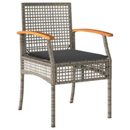 Berkfield 5 Piece Garden Dining Set With Cushions Grey Poly Rattan - thumbnail 3