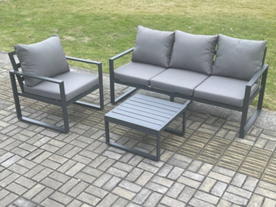 Fimous Aluminium Outdoor Garden Furniture Set Lounge Sofa Chairs Sets Conservatory Set Dark Grey - image 1