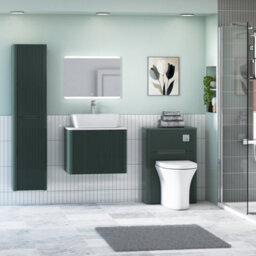 Royal Bathrooms Avenza 600mm Deep Moss Green Wall Hung Bathroom Countertop Vanity Unit 1 Drawer With Cube Basin - thumbnail 4