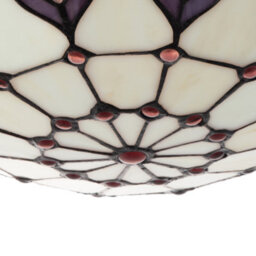 Happy Homewares Purple And Amber Stained Glass Tiffany Pendant Shade With Red Beads - thumbnail 4