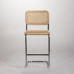 Where Saints Go Ltd Cesca Bar Stool Natural Cane Rattan Seat Chrome Cantilever Tubular Frame 64Cm - thumbnail 2