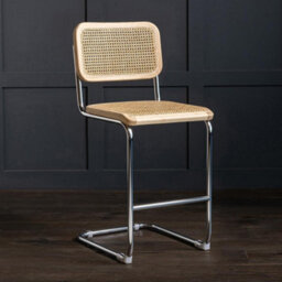 Where Saints Go Ltd Cesca Bar Stool Natural Cane Rattan Seat Chrome Cantilever Tubular Frame 64Cm - thumbnail 6