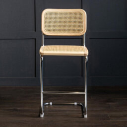 Where Saints Go Ltd Cesca Bar Stool Natural Cane Rattan Seat Chrome Cantilever Tubular Frame 64Cm - thumbnail 5