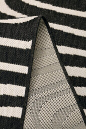 Melrose County Zebra Black Design Flatweave Indoor Outdoor Runner Area Rug 10mm Pile Height - 67/200Cm - thumbnail 4