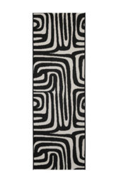 Melrose County Zebra Black Design Flatweave Indoor Outdoor Runner Area Rug 10mm Pile Height - 67/200Cm - thumbnail 2