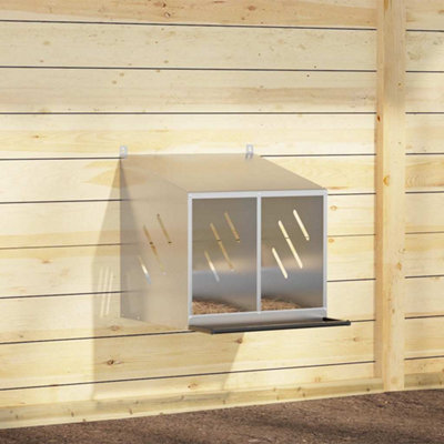 Walplus Chicken Nesting Box With 2 Compartments Galvanized Silver Metal - image 1