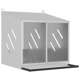 Walplus Chicken Nesting Box With 2 Compartments Galvanized Silver Metal - thumbnail 2