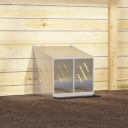 Walplus Chicken Nesting Box With 2 Compartments Galvanized Silver Metal - thumbnail 4