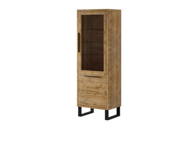 Arte Halle 05 Tall Display Cabinet W640mm H1900mm D450mm - Oak Wotan, Glass & Wooden Doors - image 1