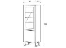 Arte Halle 05 Tall Display Cabinet W640mm H1900mm D450mm - Oak Wotan, Glass & Wooden Doors - thumbnail 2