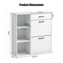 Shoe Cabinet With Flip Drawers& Open Shelves Freestanding Shoe Rack Cabinet - thumbnail 2