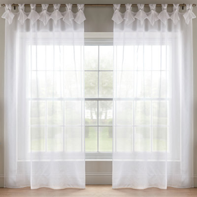 Luxury Living Linen Look Voile Tab Top Curtain Pair 147Cm X 229Cm White - image 1