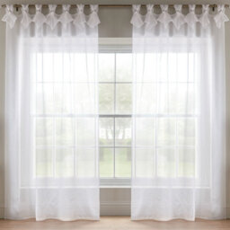 Luxury Living Linen Look Voile Tab Top Curtain Pair 147Cm X 229Cm White