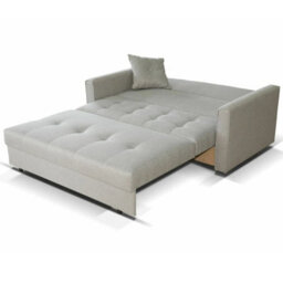 Sofa Bed With Sleeping Function Viva Lux Iii Light Grey Wooden Frame And Wavy Springs Freestanding Compact Settee For Guest Room - thumbnail 3