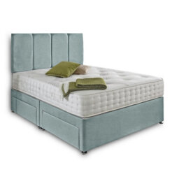 Dining Tables Zanzibar Headboard Divan Set , 2 Drawer On Same Side With Sprung 1500 Comfort Mattress - Chenille Pale Blue - King - thumbnail 4