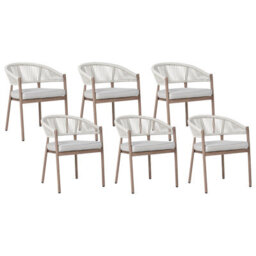 Beliani Garden Dining Set 6 Seater Flavia With Cushions Metal Taupe - thumbnail 5