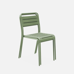 Sweeek - Pair Of Steel And Stackable Garden Chairs Amelia Green 44X52X79 Cm - thumbnail 3