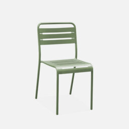 Sweeek - Pair Of Steel And Stackable Garden Chairs Amelia Green 44X52X79 Cm - thumbnail 2