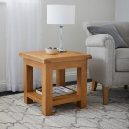 Zelah Oak 50Cm Lamp Side Table With Shelf - Fully Assembled By Roseland Furniture - thumbnail 2