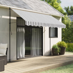 Walplus Replacement Fabric For Awning Garden Sun Shade Canopy Gazebo For Back Door, Porch, Patio Valance Anthracite And White Stripe 3 M