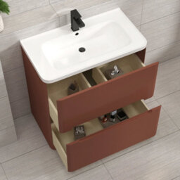 Royal Bathrooms Venice 700mm Terracotta Clay Floor Standing Bathroom Vanity Unit 2 Door With Ceramic Basin - 1 Tap Hole Basin - thumbnail 4
