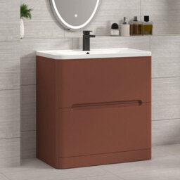 Royal Bathrooms Venice 700mm Terracotta Clay Floor Standing Bathroom Vanity Unit 2 Door With Ceramic Basin - 1 Tap Hole Basin - thumbnail 5