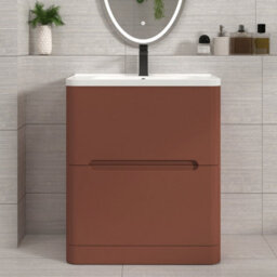 Royal Bathrooms Venice 700mm Terracotta Clay Floor Standing Bathroom Vanity Unit 2 Door With Ceramic Basin - 1 Tap Hole Basin - thumbnail 1