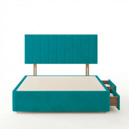 Adore Designs Portland Plush Velvet Divan Bed, Headboard - 4Ft6 Double - Mallard - 0 Drawers - thumbnail 3
