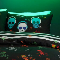 Bedlam Dancing Skeletons Glow In The Dark Duvet Cover Set - thumbnail 2