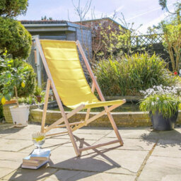 Harbour Housewares Folding Wooden Deck Chairs - Yellow - Pack Of 2 - thumbnail 5