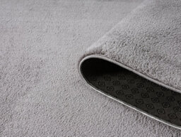 Comfy Washable Low Pile Living Room Area Rug - Anti-Slip Felt Backing Dark Grey 100Cm Diameter - thumbnail 3