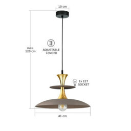 Luminosa Lighting Luminosa Celesta Dome Pendant Ceiling Light Brown, Gold 1X E27 - thumbnail 4
