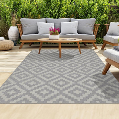 Homeart Outdoor Rugs Easy Cleaning Area Rugs For Balcony,garden,picnic,uv Weather Resistant Grey Cream, 120 X 170 Cm - image 1