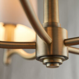 Anson Lighting Munson 5Lt Pendant Light Finished In Matt Antique Brass Plate And Vintage White Fabric - thumbnail 3