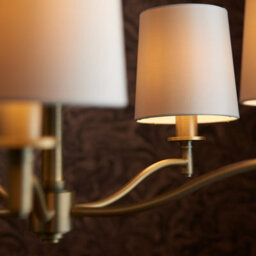 Anson Lighting Munson 5Lt Pendant Light Finished In Matt Antique Brass Plate And Vintage White Fabric - thumbnail 4