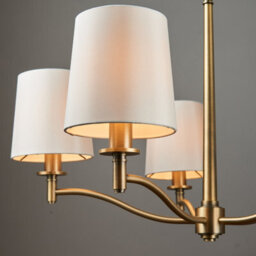 Anson Lighting Munson 5Lt Pendant Light Finished In Matt Antique Brass Plate And Vintage White Fabric - thumbnail 6