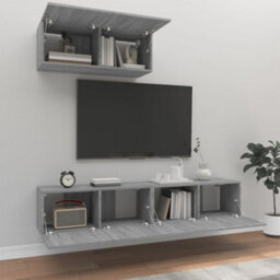 Berkfield 3 Piece Tv Cabinet Set Grey Sonoma Engineered Wood - thumbnail 3